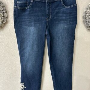 Dept 222 Women's Flexi Fit Skinny Jeans Size 16 bottom leg fringe- leg detail